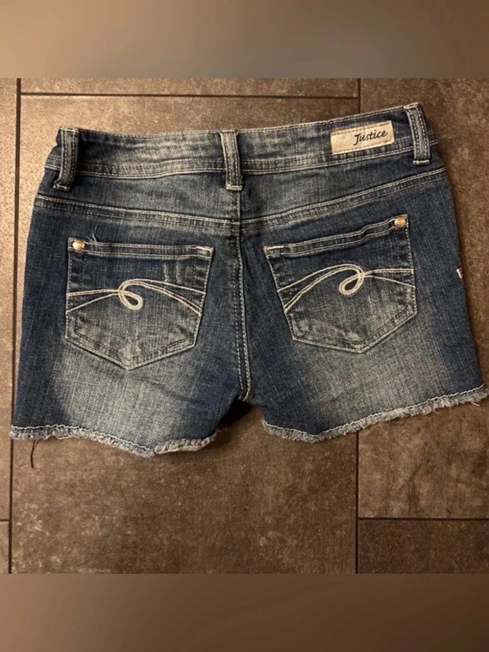 Justice  Star & Stripe Denim Shorts - Blue